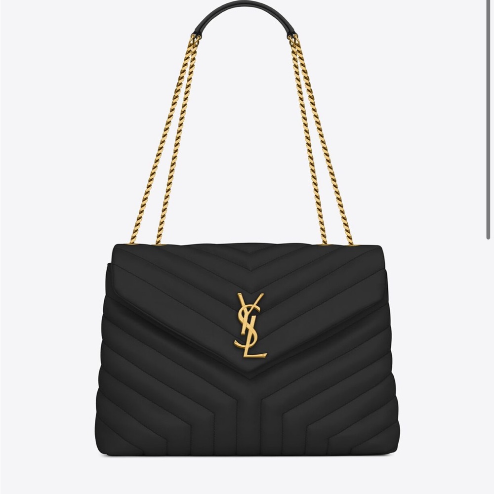 Yves Saint LaurentLarge  Black Quilted Shoulder Bag with Gold Hardware